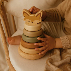 Пирамидка деревянная Mrs. Ertha "Fox", бежевый микс